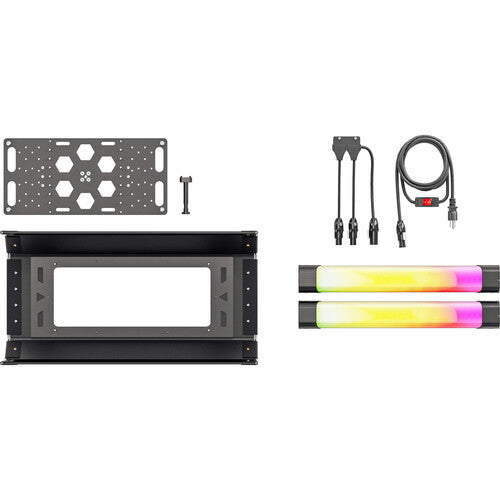 Quasar Science 925-5243 - 2' 4-Bank Shell c/w Ossium Plate &amp; 2x 2' Double Rainbow (US Power Cable)