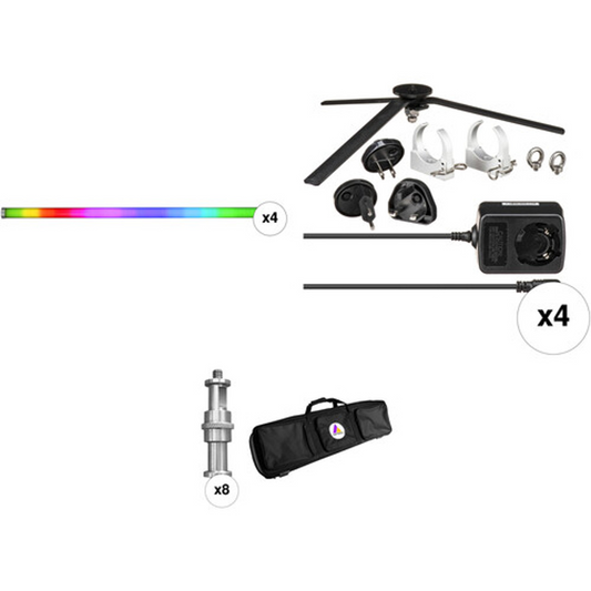 ASTERA - AX1-QUAD SET *KIT* - AX1 Pixel Tube RGB LED Tube Light (3.4', 4-Light Kit)