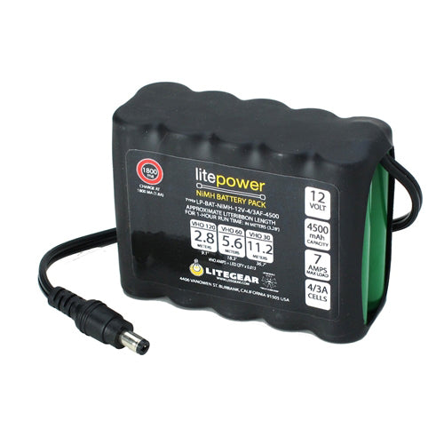 LiteGear LP1.00100 NiMH Rechargeable Battery Pack, 4.5 Ah, 12V