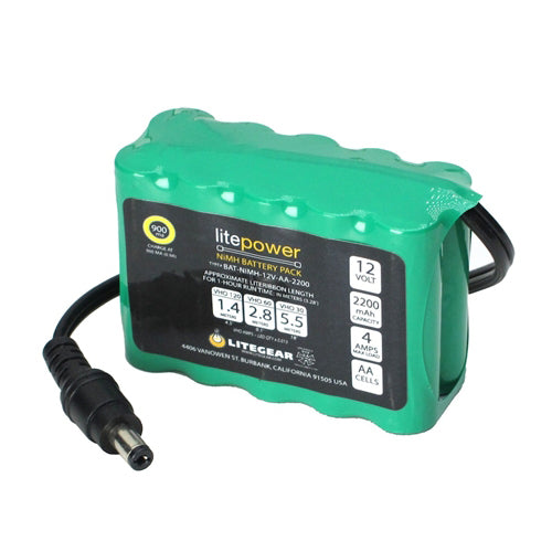 LiteGear LP1.00102 NiMH Rechargeable Battery Pack, 2.2 Ah, 12V