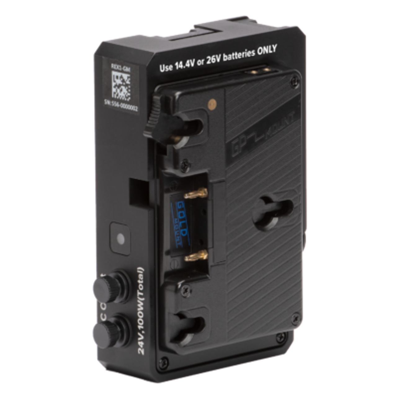 ASTERA - REX1-GM - RuntimeExtender Gold Mount. RuntimeExtender is a battery plate to connect standard camera batteries to many Astera lights. This enables you to extend your production and work without worries when shooting films or lighting events.