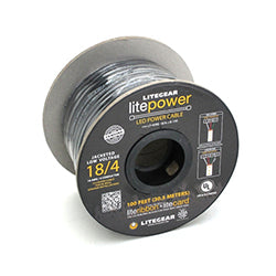 LiteGear WI1.00108 Wire Roll, 18AWG 4-Conductor, Black, 100 ft. (Jacketed)