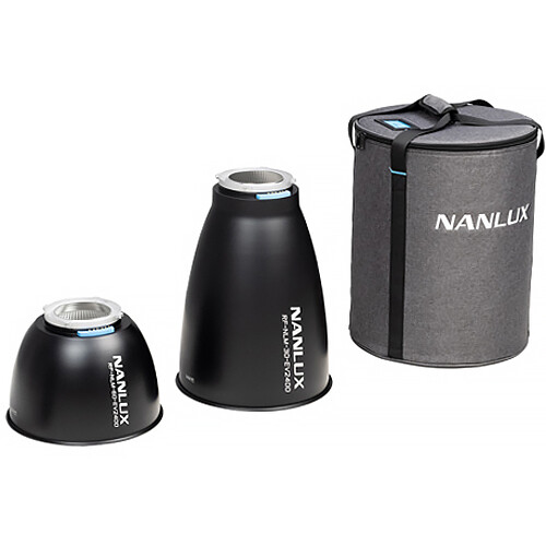 NANLUX - RF-NLM-30/60-EV2400 - NL Mount 30°&amp; 60° Dual Reflector Kit for Evoke 2400B with Fabric Covered Drum Case